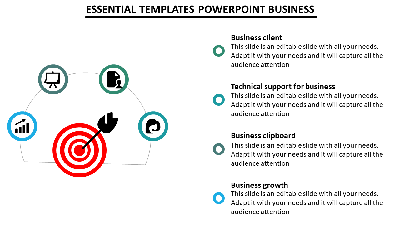 Templates PowerPoint Business With 4 Divisons	